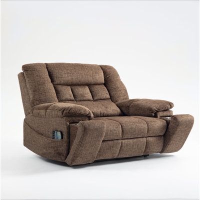 Extra Wide Brown Power Lift Recliner with Cup Holders