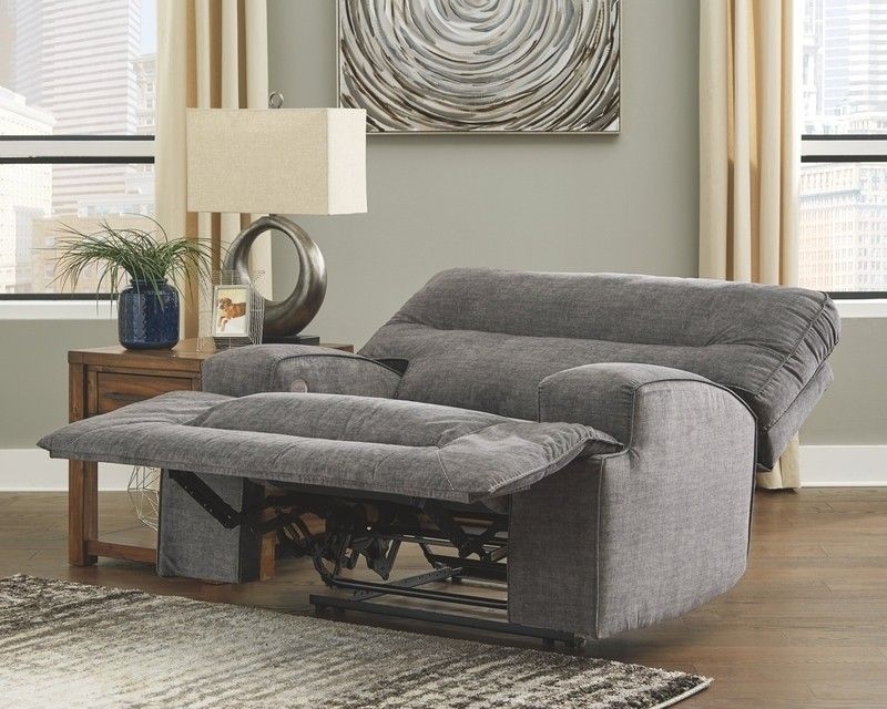 Extra Wide Manual Recliner Chair in Textured Charcoal Grey Fabric
