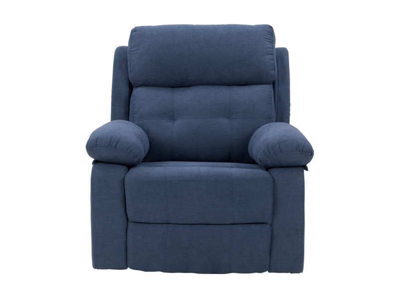 Extra Wide Recliner Manual Blue Fabric Armchair Tufted Back