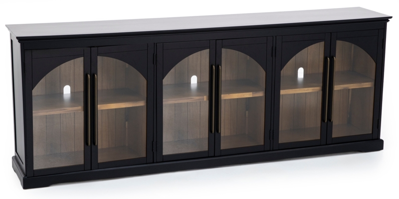 Extra Wide Sideboard Gothic Arch Glass Doors Wood Interior