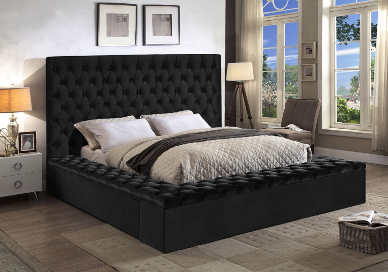 Extra Wide Upholstered Bed with Diamond Tufting