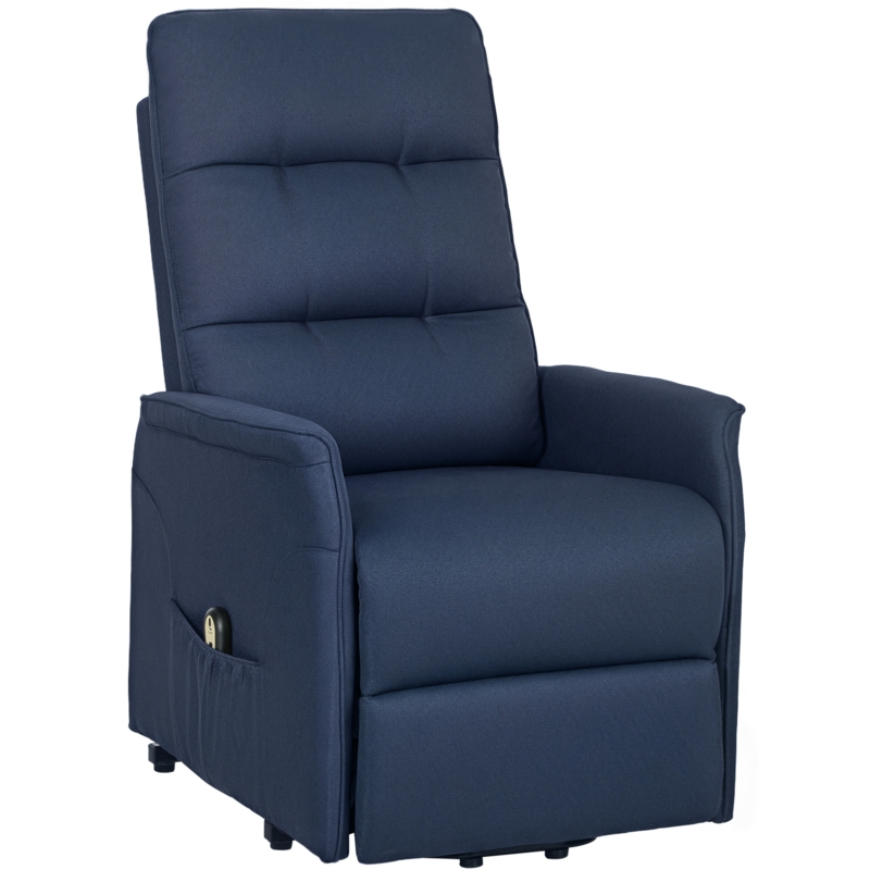 Fabric Power Lift Chair with Side Storage Pocket and Remote
