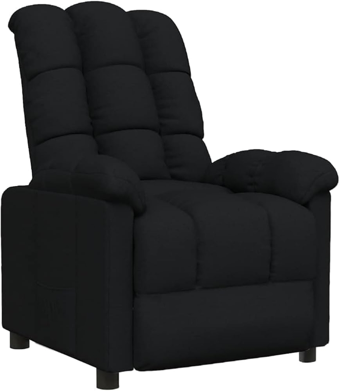 Fabric Recliner Segmented Tufted Backrest Padded Armrests