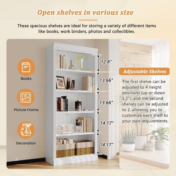 Farmhouse Bookcase Beadboard Back Adjustable Shelves