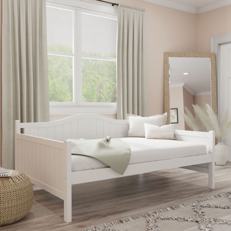 Farmhouse Daybed with Arched Wood Back and Vertical Beadboard Slats