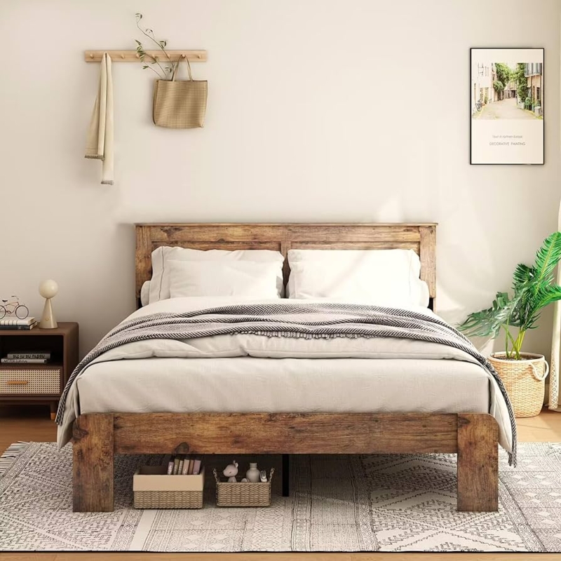 Farmhouse Platform Bed Frame with Paneled Headboard & Footboard