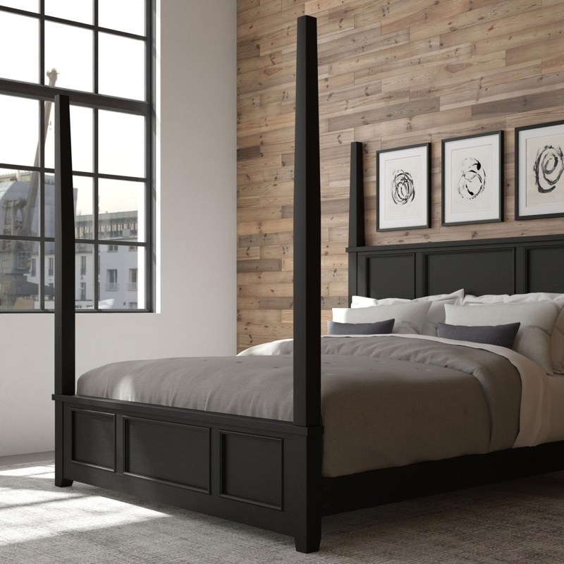 Farmhouse Poster Bed with Tall Square Posts and Recessed Paneling