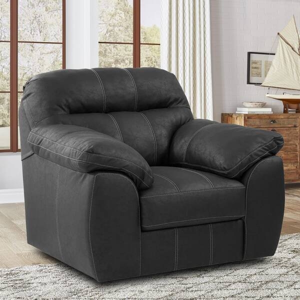 Faux Leather Rocker Recliner with Vertical Channel Tufting Details