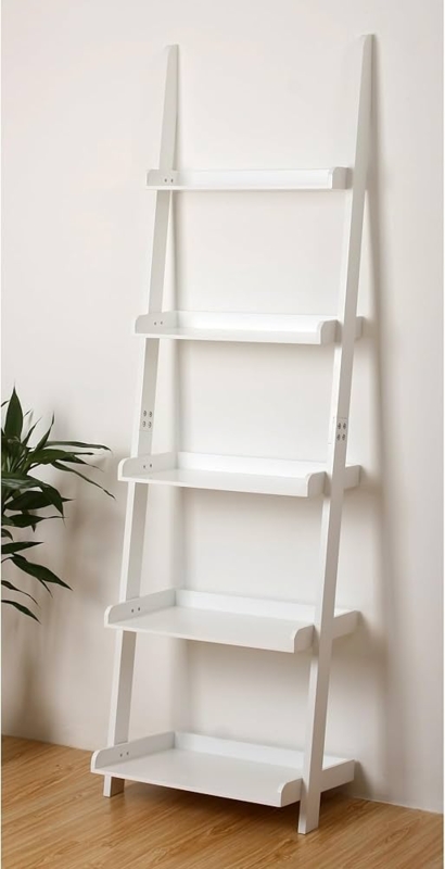Five-Tier Leaning Ladder Shelf featuring Raised Edges