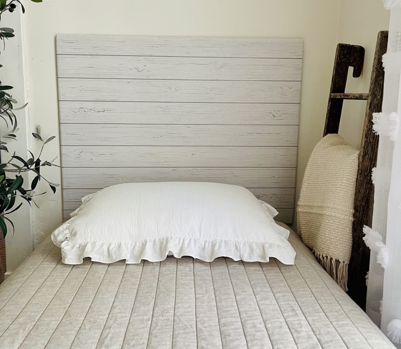 Flat Panel Headboard Rustic Wood Grain Print Plank