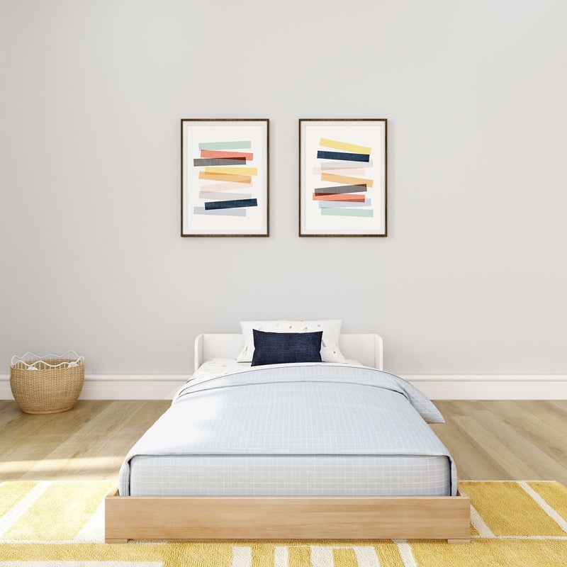 Floor Bed Low Profile Light Wood Frame Minimalist Kids Furniture
