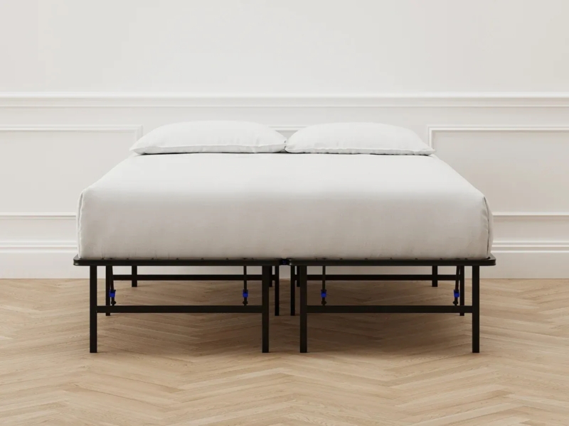 Foldable Metal Bed Frame Matte Black Finish High Clearance Storage