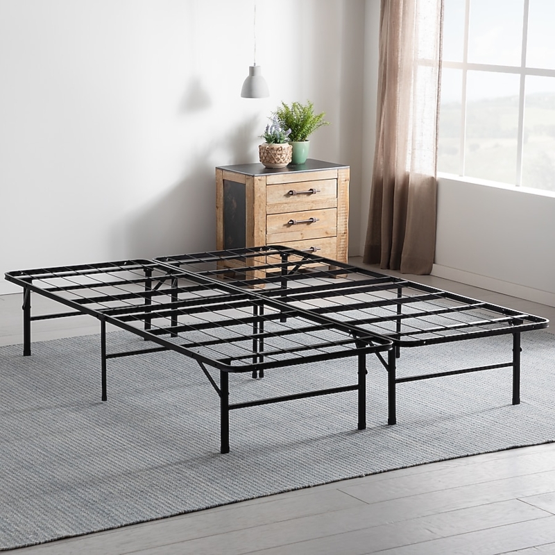 Foldable Metal Platform Bed Matte Finish Grid Wire Support Sturdy