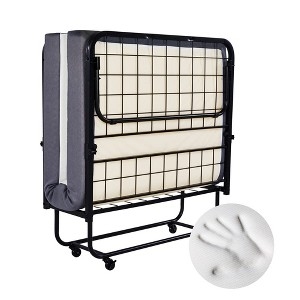 Folding Guest Bed with Memory Foam Inset and Locking Casters