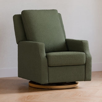 Forest Green Boucle Nursery Glider with Circular Wood Base
