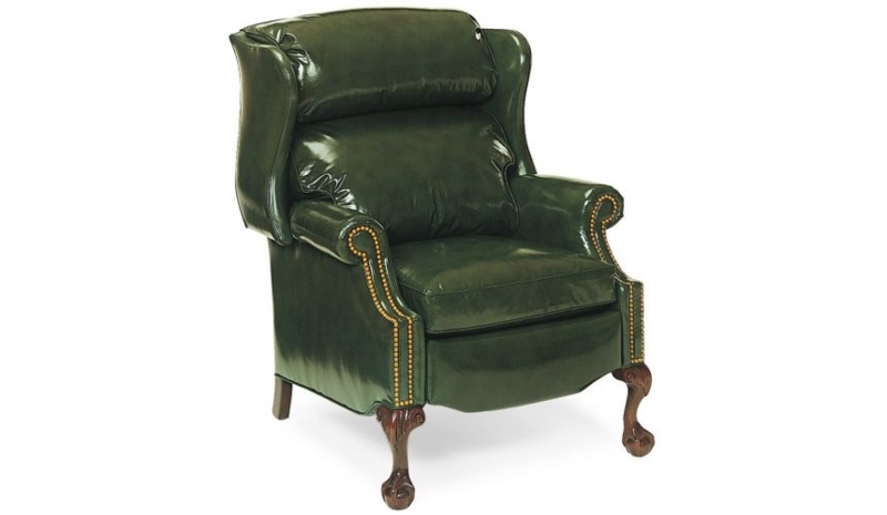 Forest Green Leather-Like Recliner with Bustle Back and Claw Feet