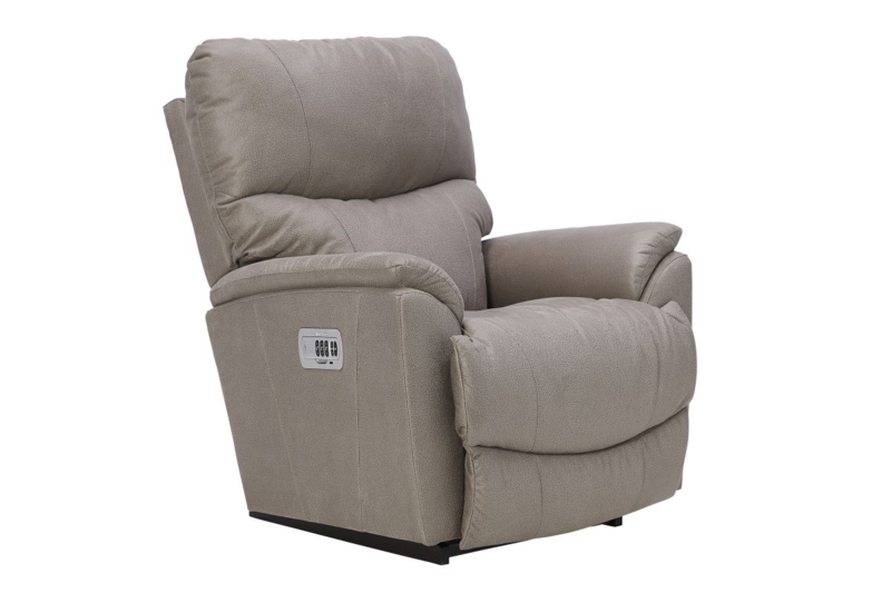 Fossil Gray Power Recliner with Split Back and Lumbar Support