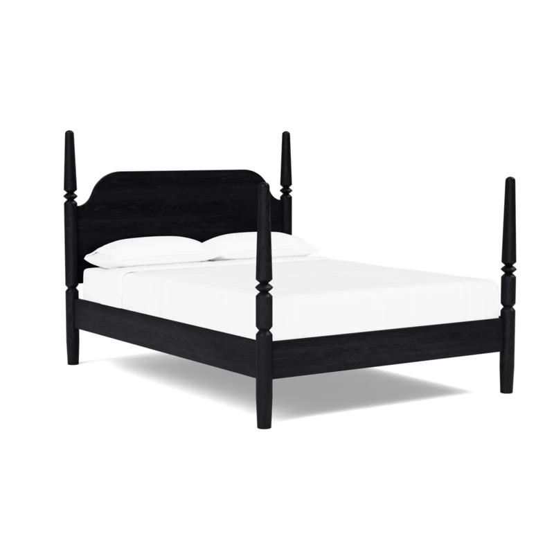 Four Poster Bed Charcoal Finish Curved Headboard with Arched Silhouette