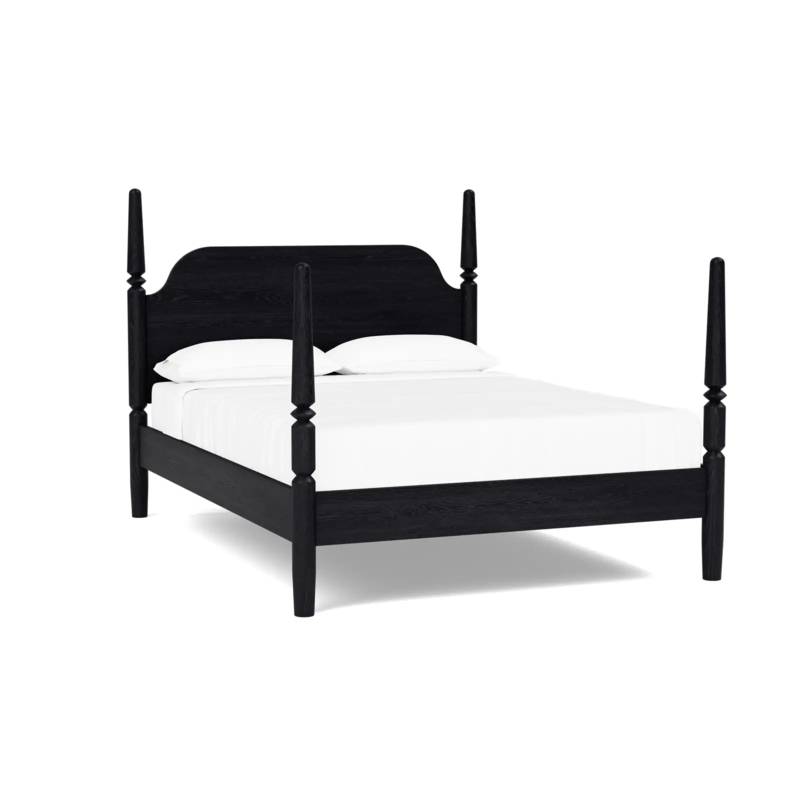 Four Poster Bed Farmhouse Matte Black Curved Headboard