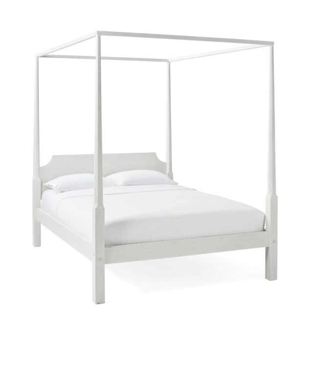Four Poster Bed Whitewashed Tapered Posts Minimalist Coastal Furniture
