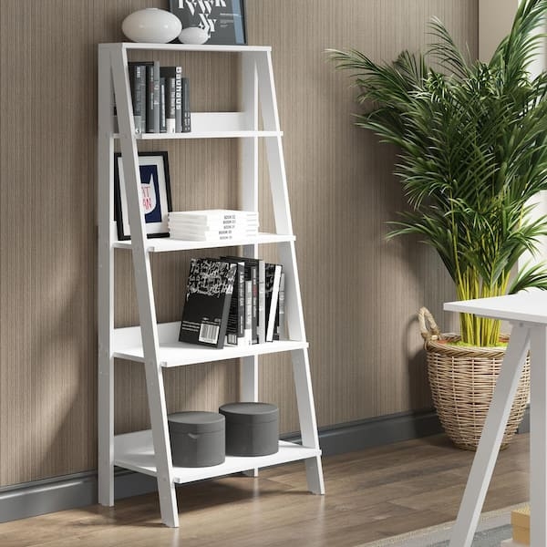 Four-Tier Ladder Bookcase with Open Back Design