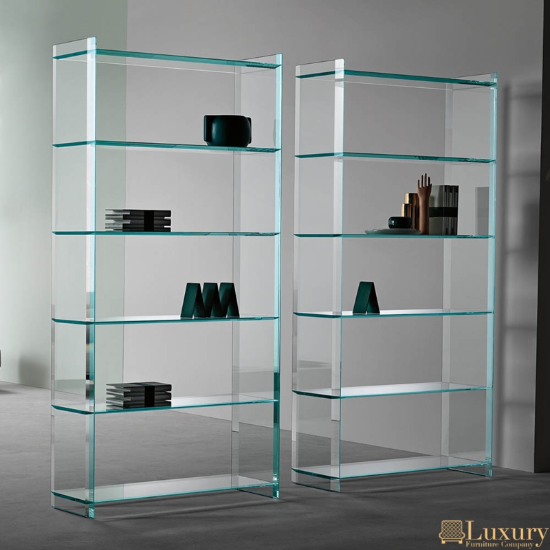 Frameless All-Glass Bookcase with Polished Edges