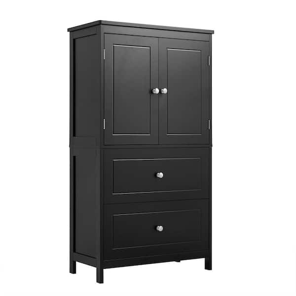 Freestanding Linen Cabinet Shaker Style Silver Knobs