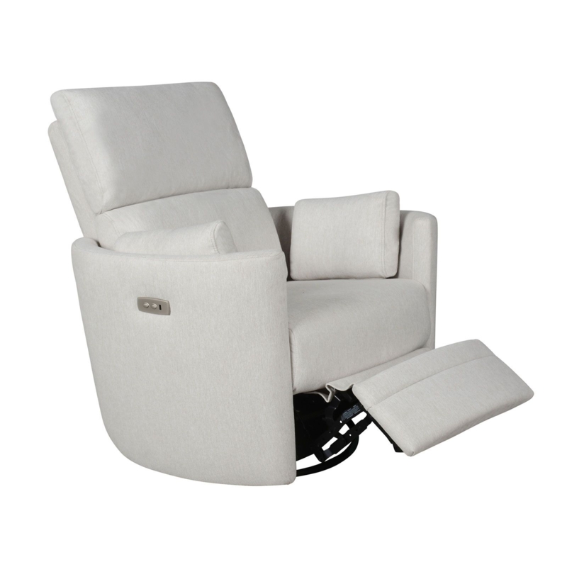 Frost White Power Swivel Glider Recliner with USB Port