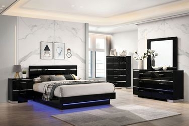 Furniture of America Erlach Black Chrome Queen Bed
