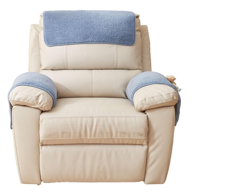 Furniture Slipcover Set Plush Sherpa Texture Three Piece Light Blue (73)