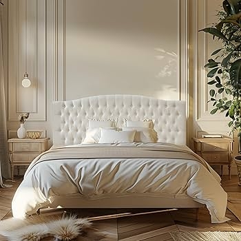 - Furpopup Linen Upholstered Headboard King/Cal King Size Latest  Model Wall Mount, Bed Frame Mount, Featuring High-Density Sponge Padding,  Luxury Texture Easy Assembly Comfort and Style-Ivory