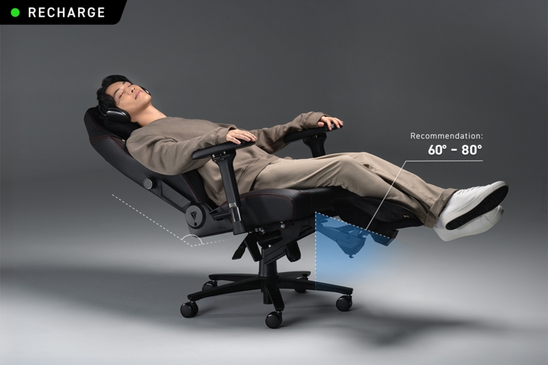 Gaming Chair with Deep Recline Angle, Extendable Footrest, and High Back