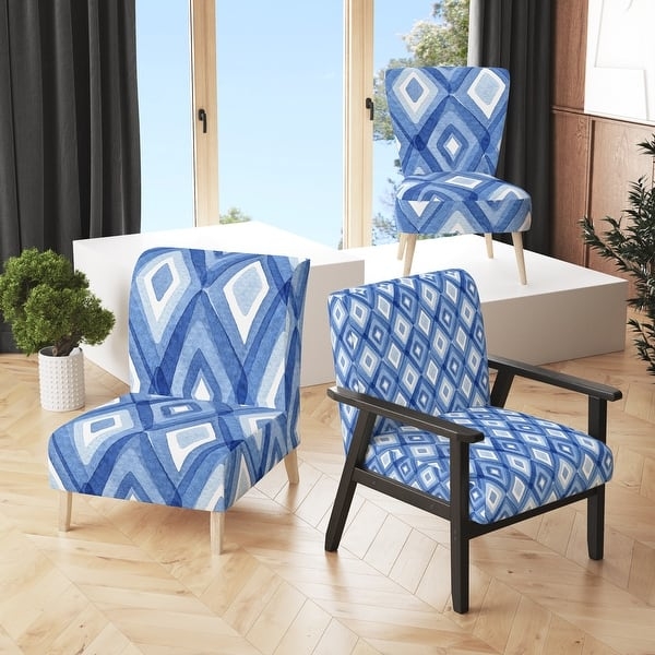 Geometric Accent Chairs, Watercolor Diamond Pattern
