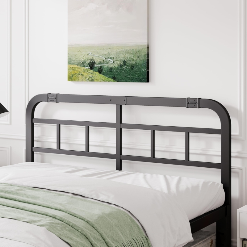 Geometric Grid Metal Headboard Rounded Corner Industrial Frame