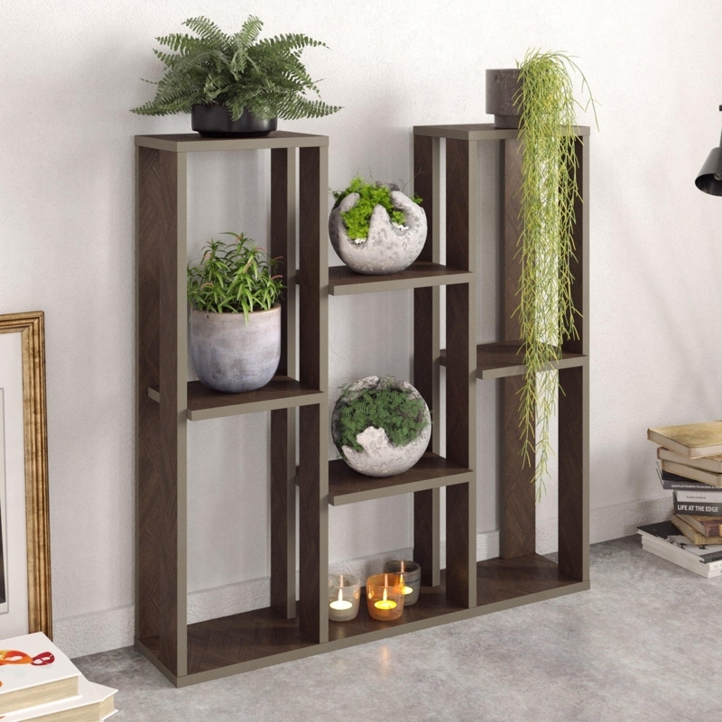 Geometric Plant Stand Dual-Tone Finish Open Back Design