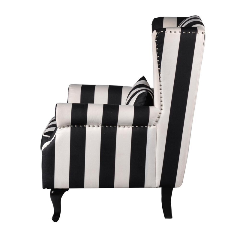 Glam Accent Chair Wingback Silhouette Silver Nailhead Trim