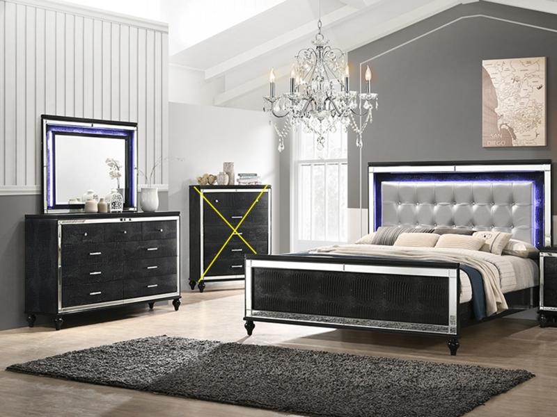 Glam Bedroom Set with Channeled Headboard and Shimmer Accents
