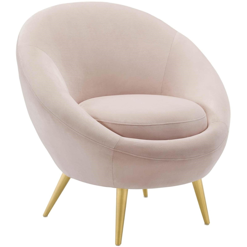 Glam Channel Tufted Barrel Chair with Tapered Gold Legs