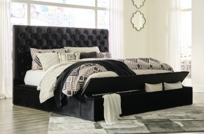 Glam Velvet Storage Bed with Hinged Storage Footboard