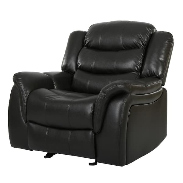 Glider Recliner Faux Leather Overstuffed Pillow Top Chair