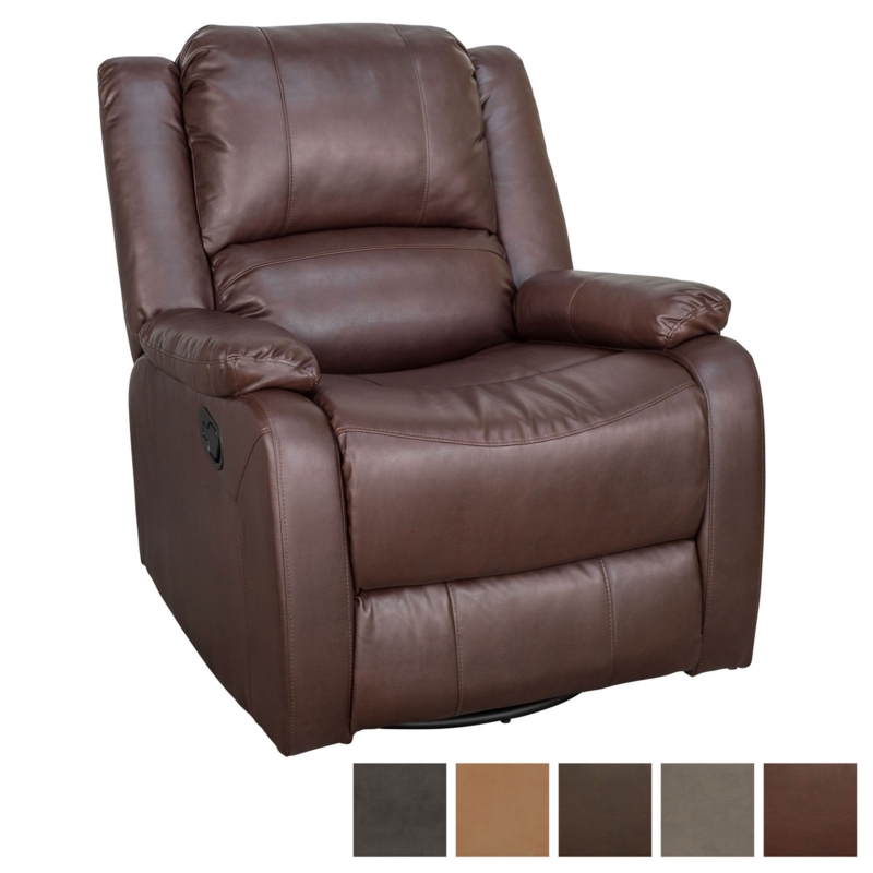 Glider Recliner, Manual Lever, Swivel Base, Chocolate Finish