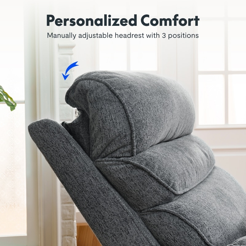 Grey Fabric Lift Chair With Adjustable Heathered Headrest
