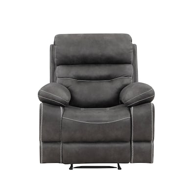Grey Microsuede Recliner Contrast Stitching Tiered Backrest