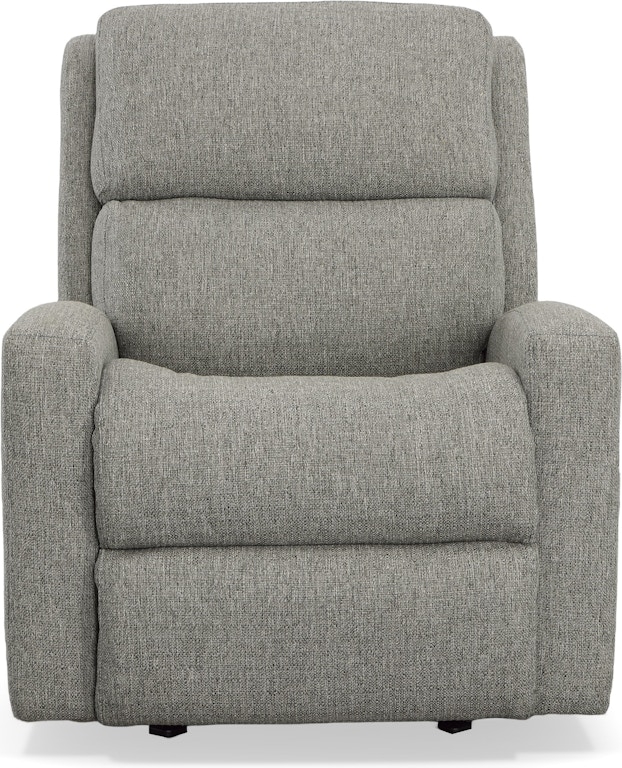 Grey Power Recliner with Segmented Backrest and Heathered Fabric