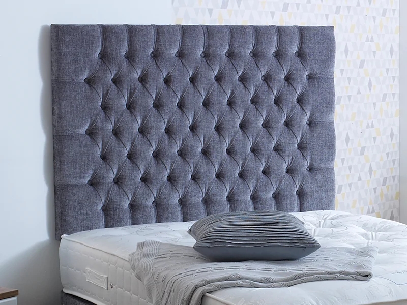 Grey Tufted Headboard Diamond Button Tufting Tall Profile Upholstered