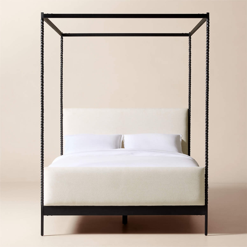 Hand-Forged Metal Canopy Bed with Unique Twisted Posts
