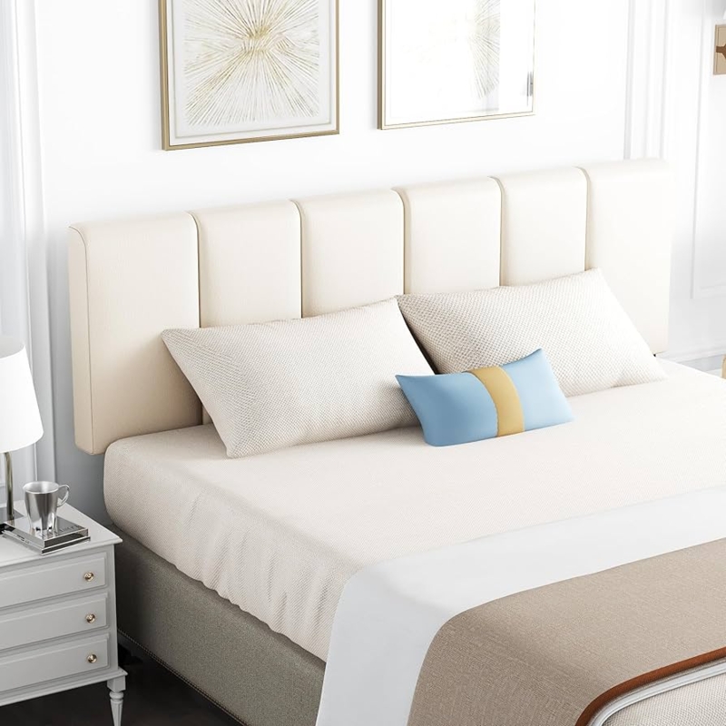 - HAOBO Home Upholstered Headboards Foldable Queen/Full Faux  Leather Panels with Height Adjustments-White