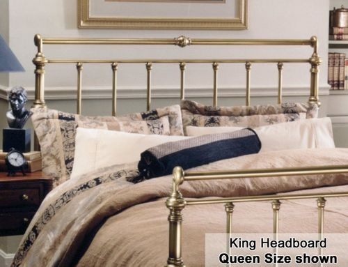 Headboard Antique Brass Metal Traditional Spindle with Ball Finials