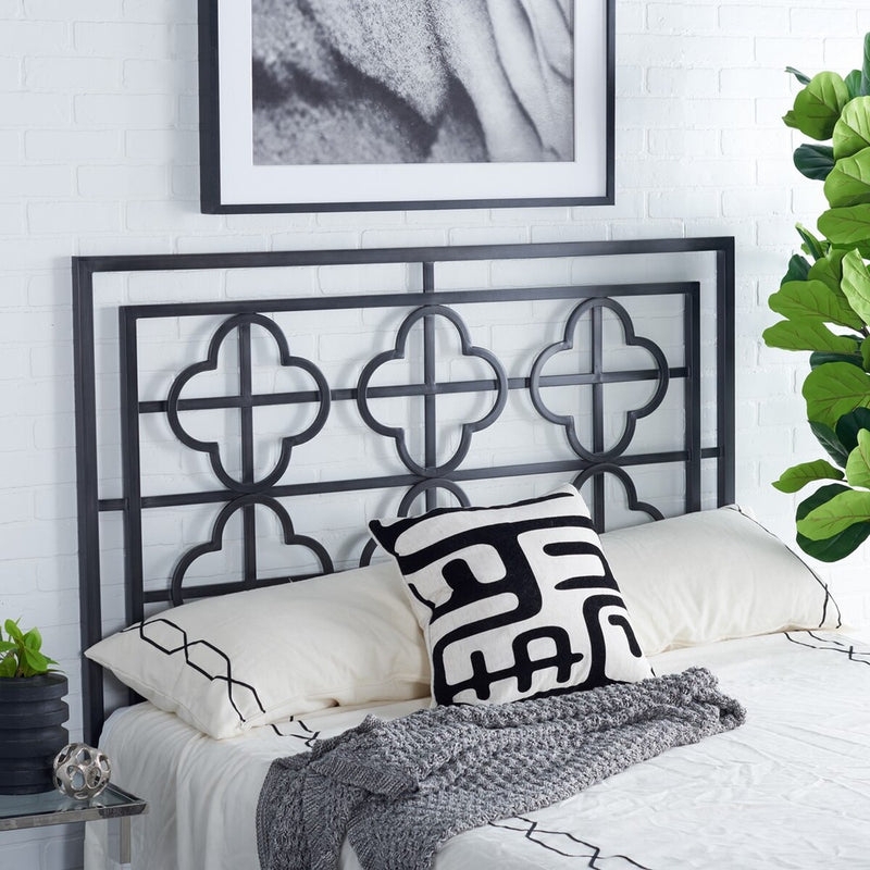 Headboard Antique Iron Geometric Quatrefoil Openwork Metal