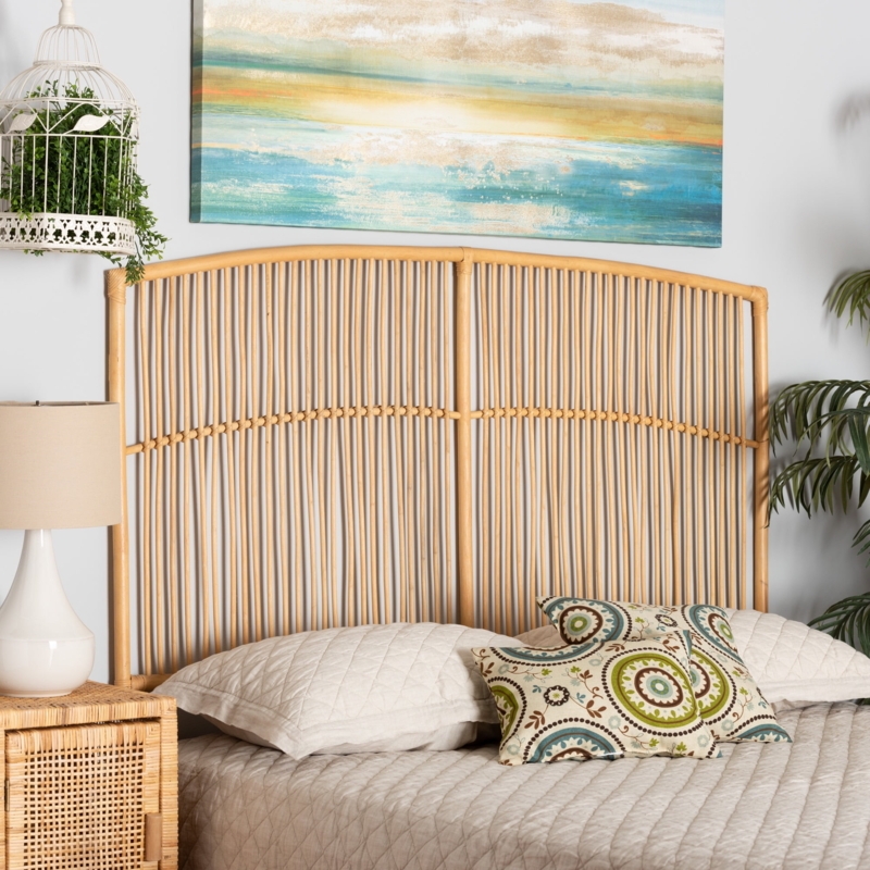 Headboard Arched Rattan Silhouette Natural Bohemian Queen Bedroom